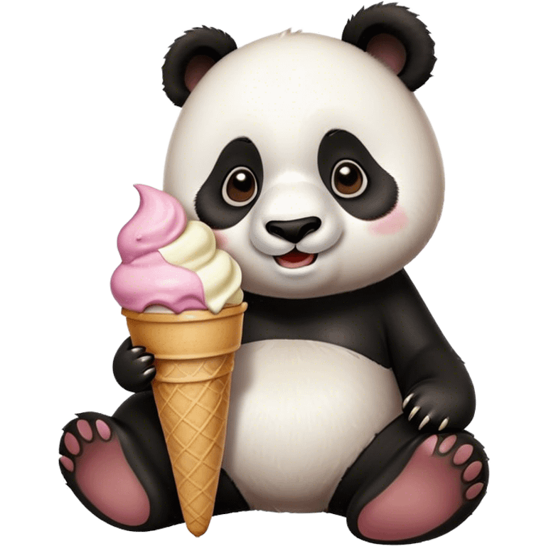 Panda eating ice cream emoji