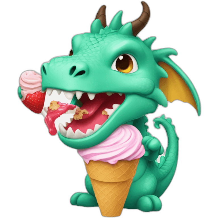 Dragon eating ice cream emoji