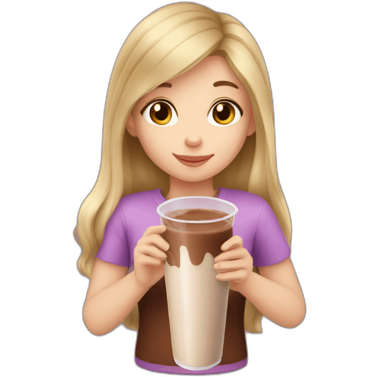 Dark Blonde hair Girl drinking chocolate milk emoji