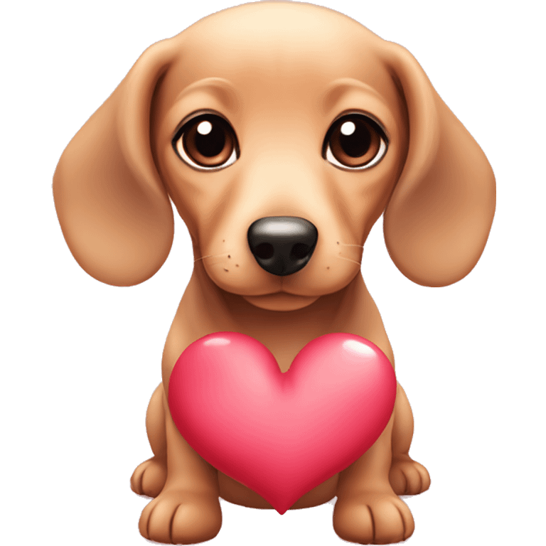 cute kawaii baby dog dachshund with heart emoji