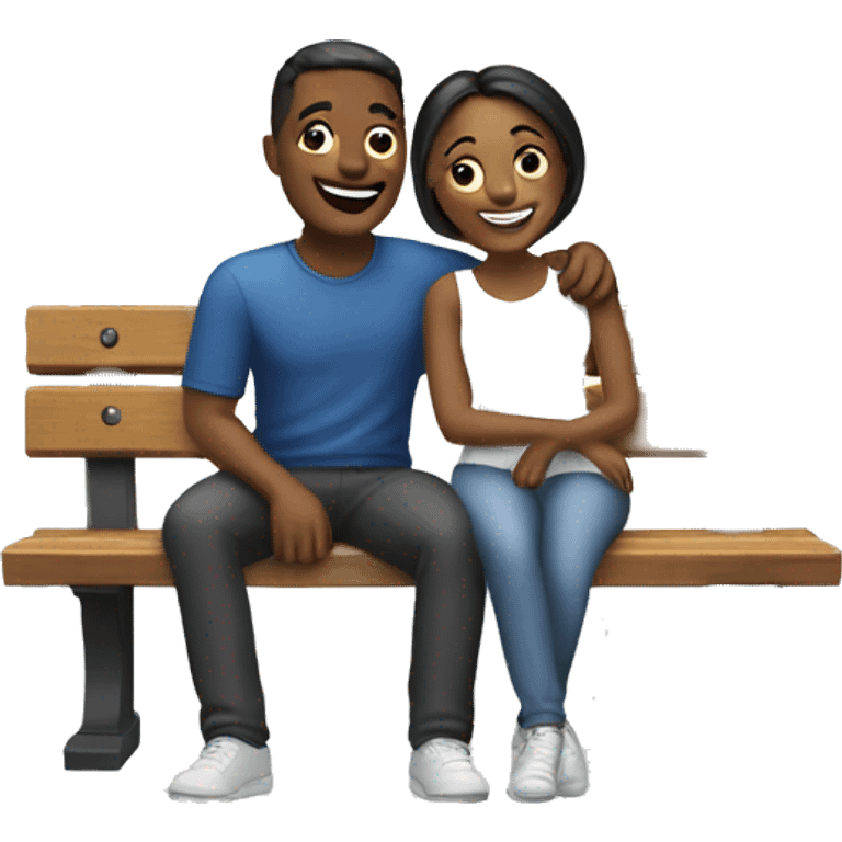 happy couple on a bench  emoji