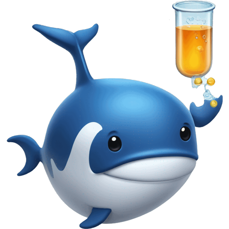 Give me a whale holding a science beaker  emoji