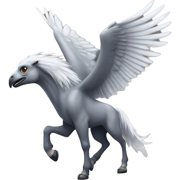 hippogriff: Majestic creatures with the front legs, wings, and head of a giant eagle and the body, hind legs, and tail of a horse. emoji