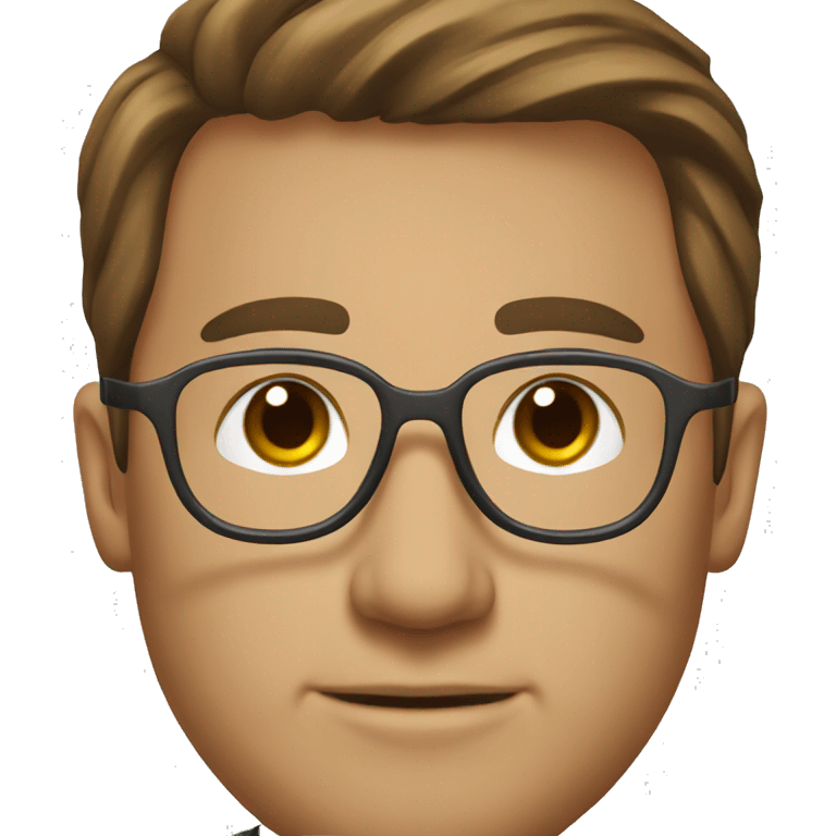 lawyer in suit with brown hair and brown eyes and gold round glasses emoji