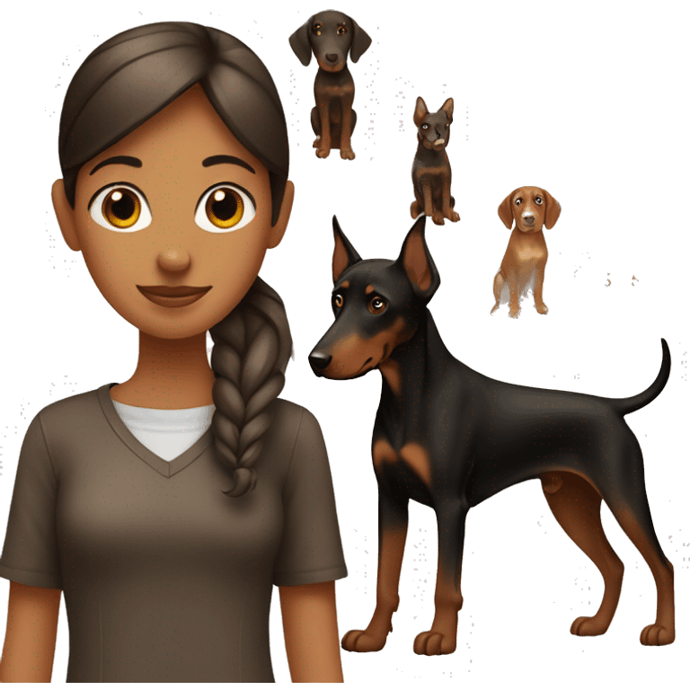 girl with brown doberman  emoji