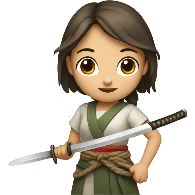 Niña con pelo blanco y una katana emoji