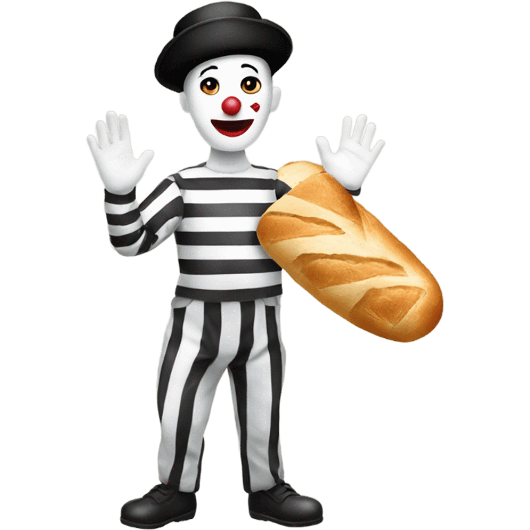 Mime with a baguette emoji