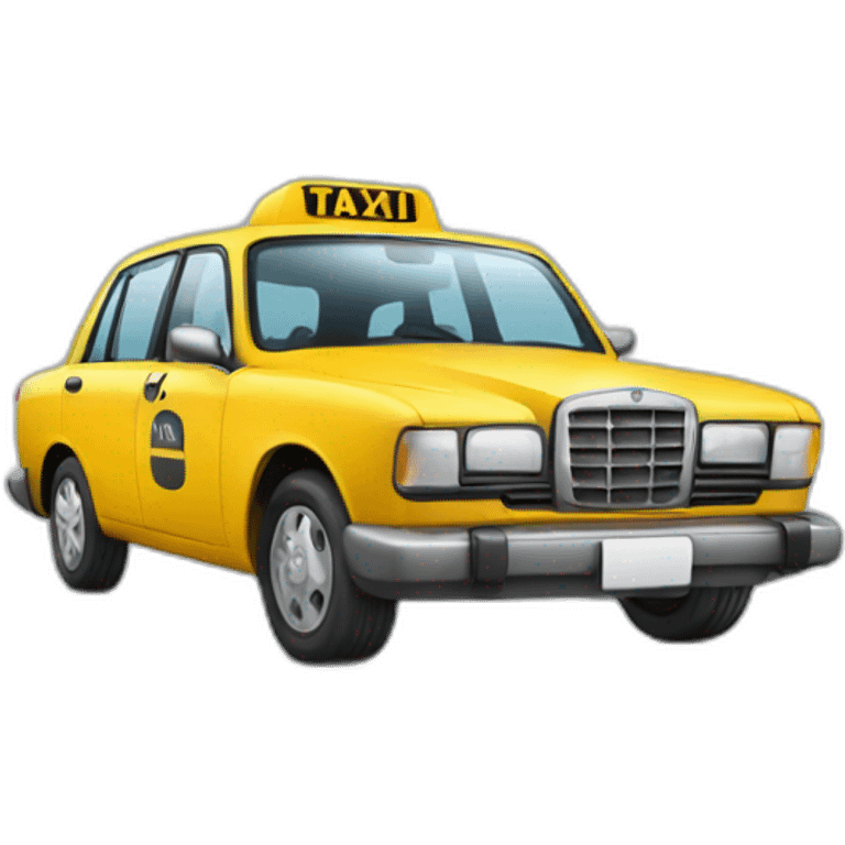 Un auto azul con letrero de taxi emoji