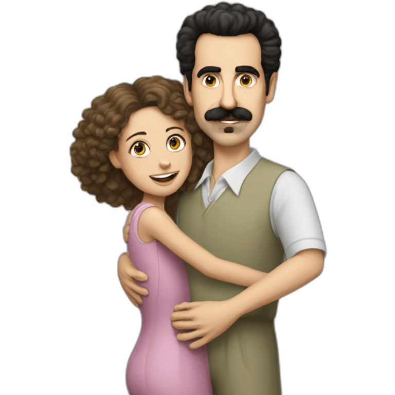 borat hugs caucasian girl emoji