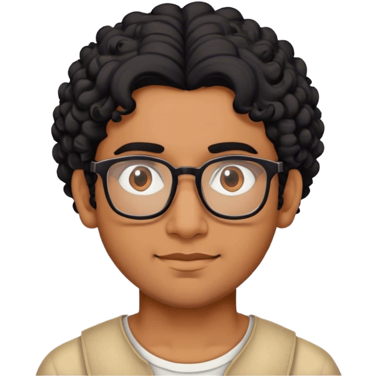 Brahmin indian guy with glasses, curly black hair, and brown skin emoji