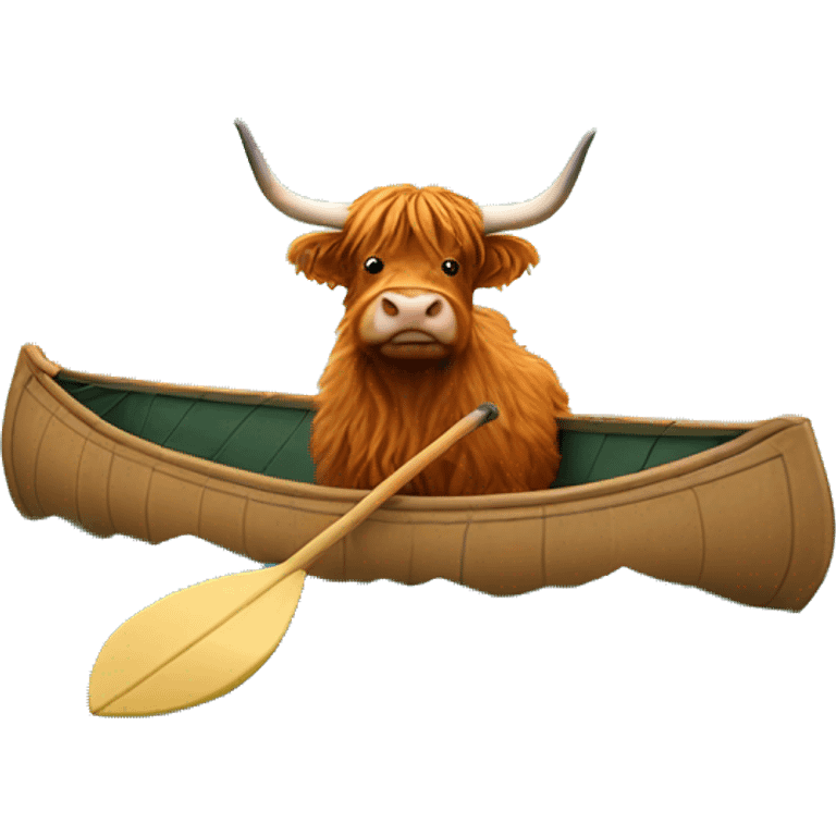 Highland cow in a canoe emoji