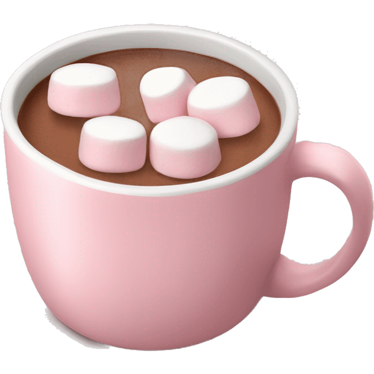 Light Pink mug of hot chocolate with marshmallows  emoji