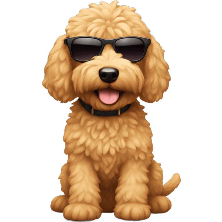 A mini-golden doodle wearing shades emoji