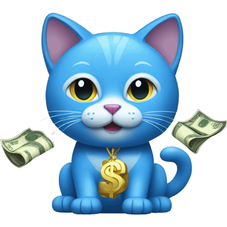 blue cat with money emoji