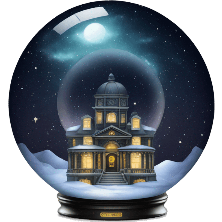 vintage black rococo night sky snow globe emoji