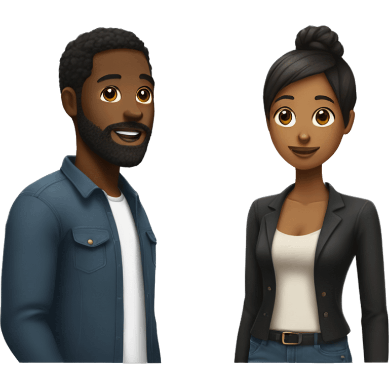 Black guy with beard in relationship with black woman emoji