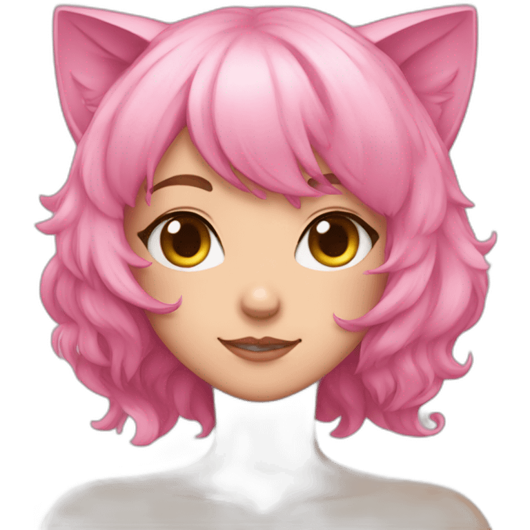 pink haired catgirl hugging you emoji