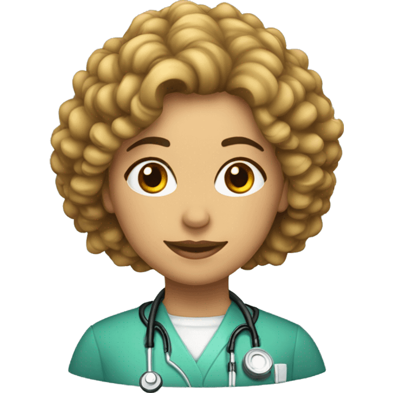 Mujer pelo rizado doctora emoji