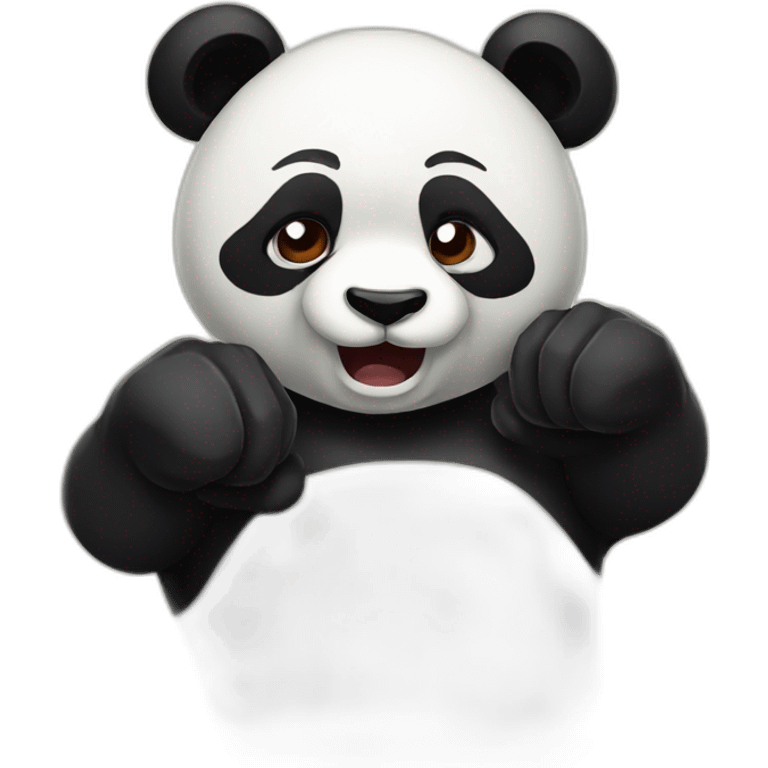 Nervous panda punches emoji