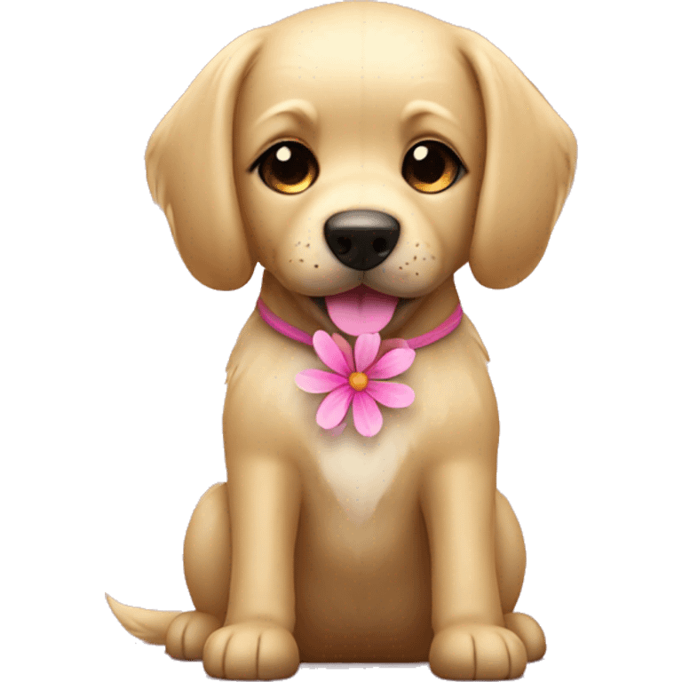 Blonde dog with pink flower emoji