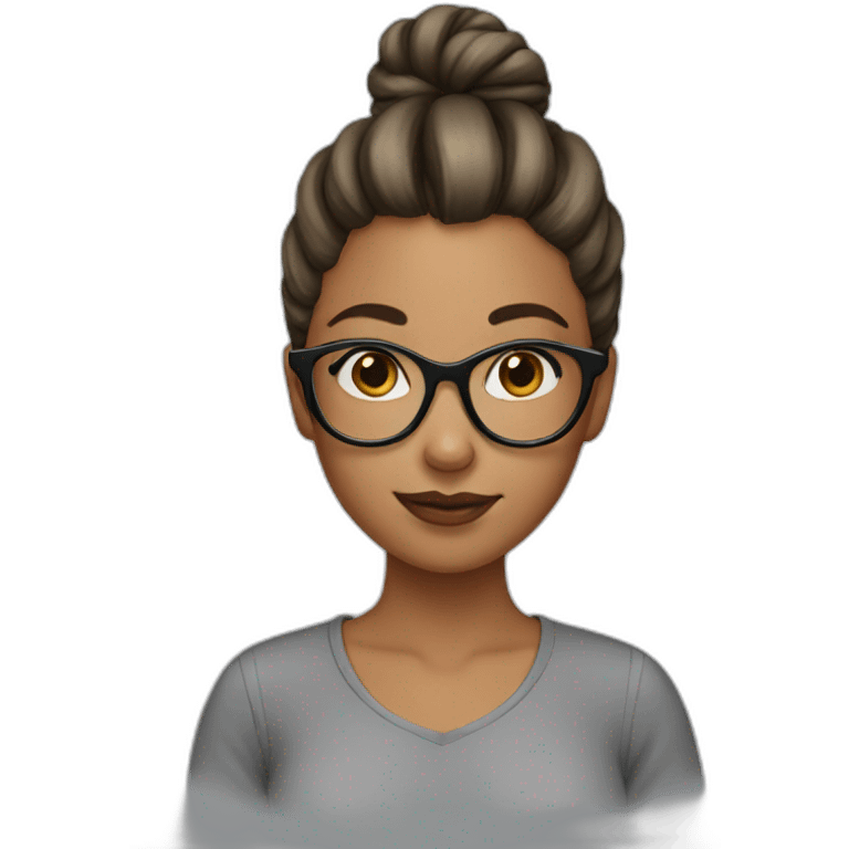 girl with glasses and hair bun emoji