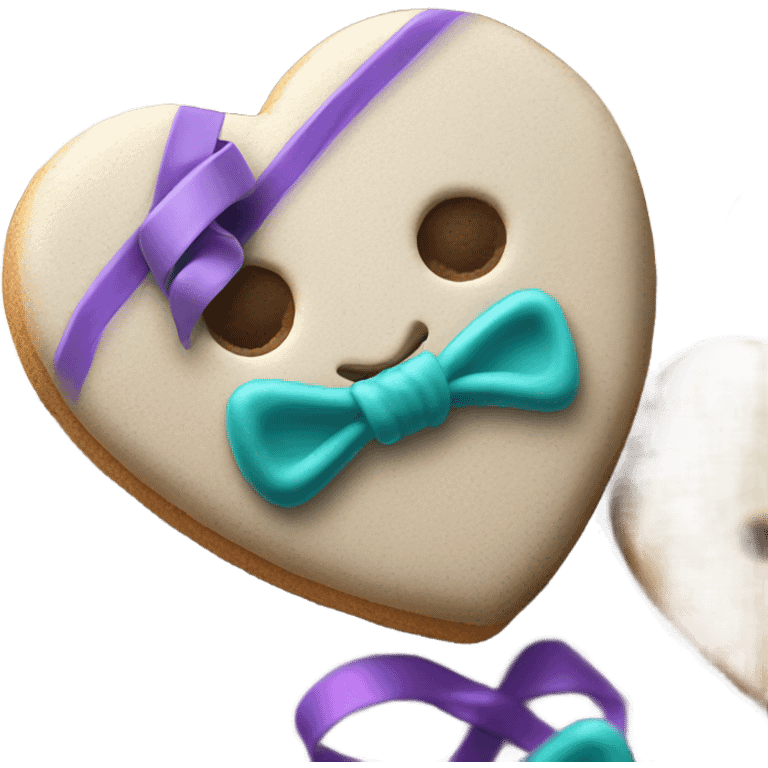 Purple teal Suicide awareness ribbon on heart cookie emoji