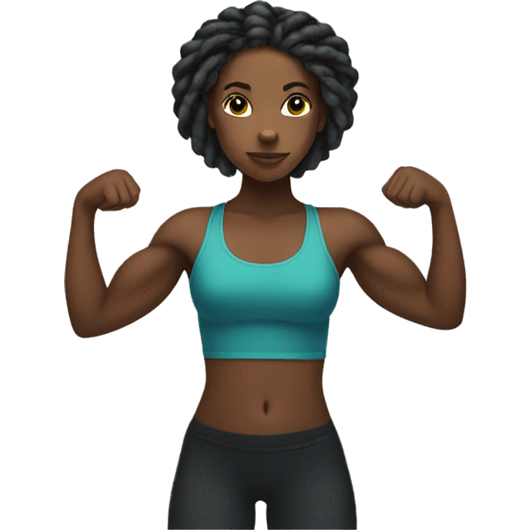 Black girl with locs doing bicep curls emoji