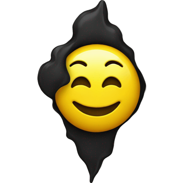 Yellow smiley face emoji with black love shape emoji on the head emoji