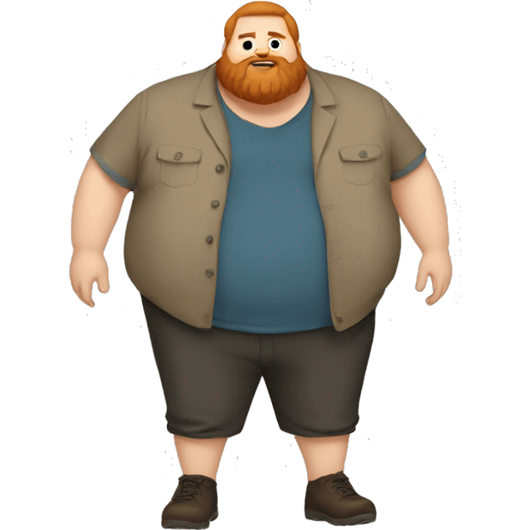 caseoh, man, very fat, 500lbs, red hair, long beard, full body emoji