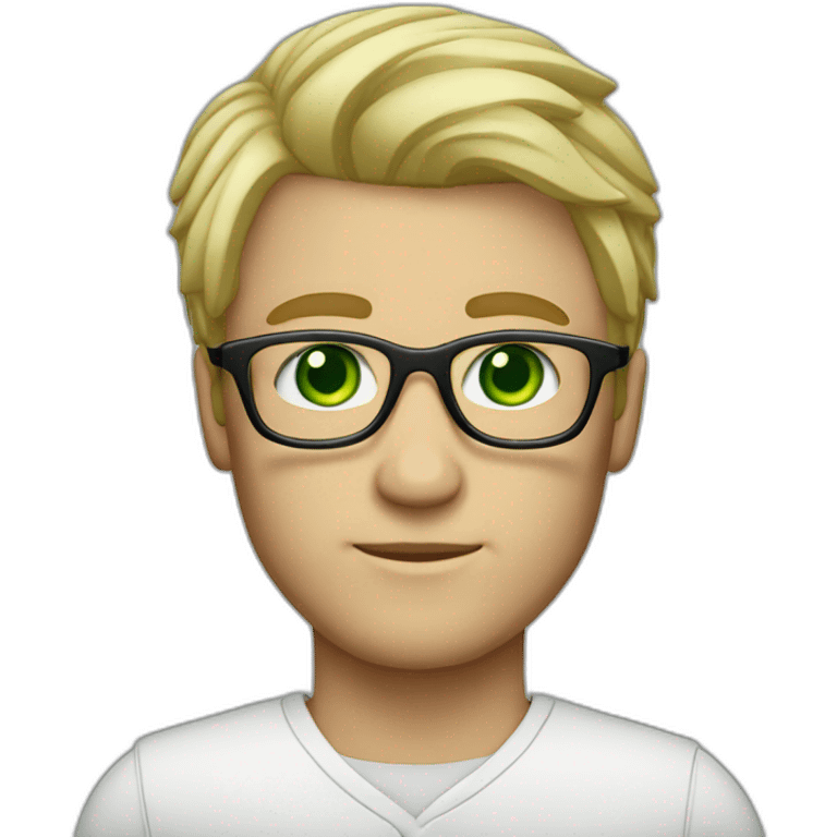 blond court hair man with glasses green eyes emoji