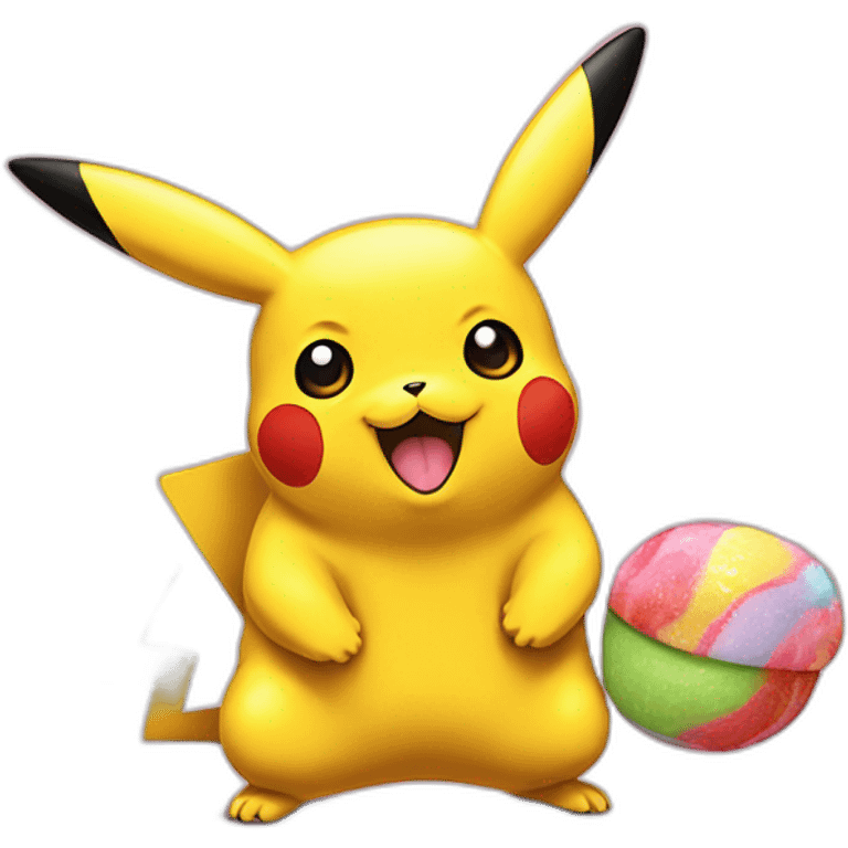 Pikachu avec un bonbon emoji