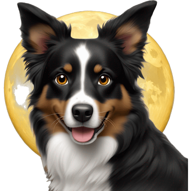 Gold Moon Small black australian shepherd dog emoji