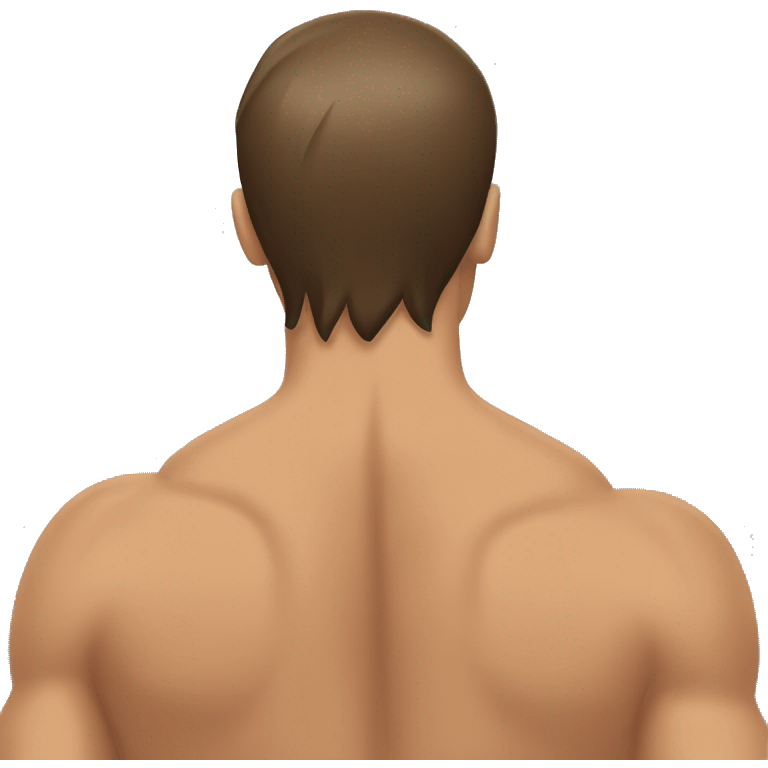 shoulders muscle back view, flat view, brown hair,  emoji