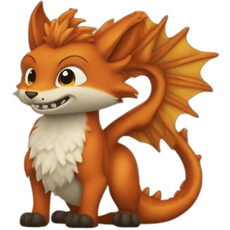 Renard sur un dragon emoji