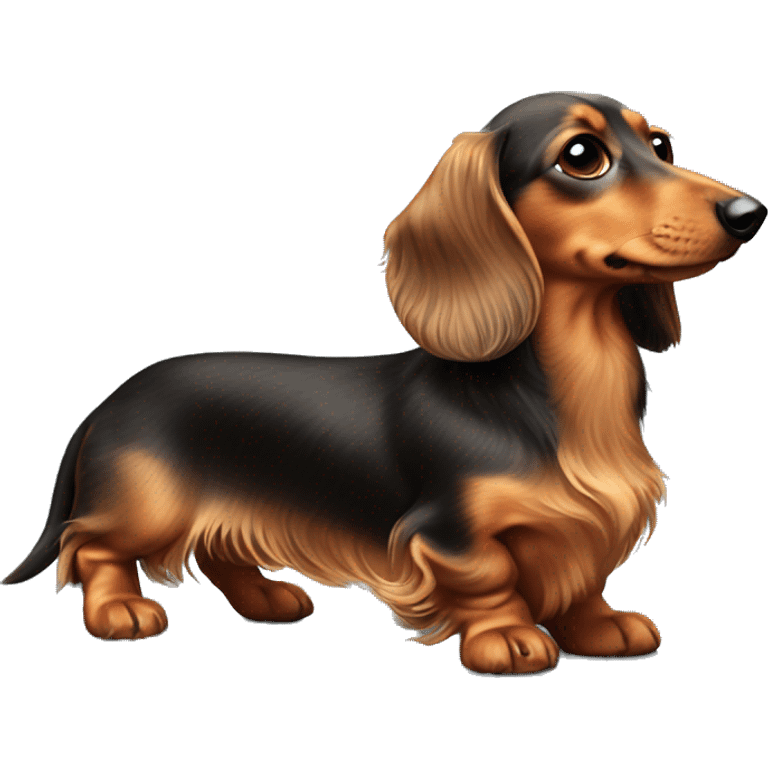 Longhair mini dachshund with tan nose emoji