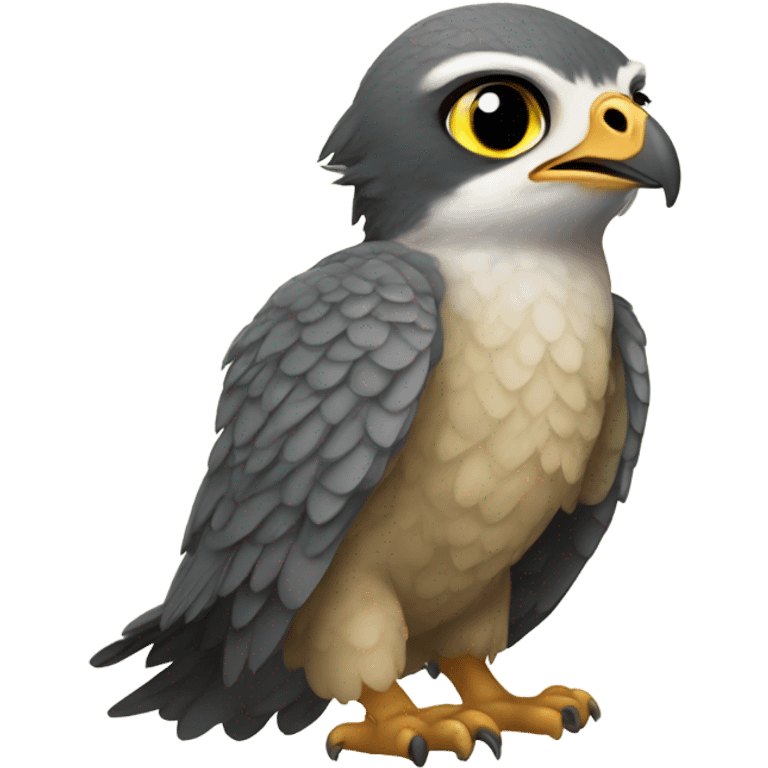 Baby peregrine falcon dressed as a hobbit emoji