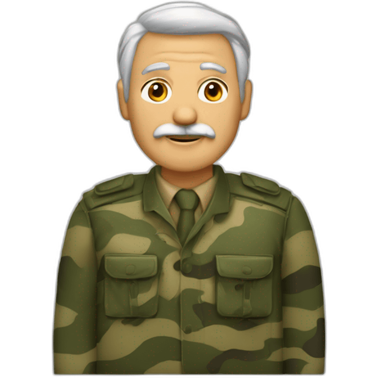 Hombre viejo pelo largo y con traje de camuflaje de hojas del ark emoji