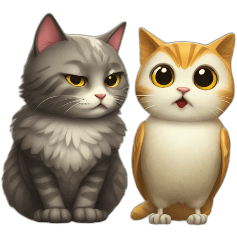 Cat licking owl friend emoji