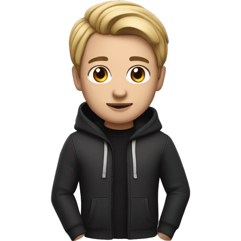 memoji for a character named Nolan, medum skin, black hoodie emoji