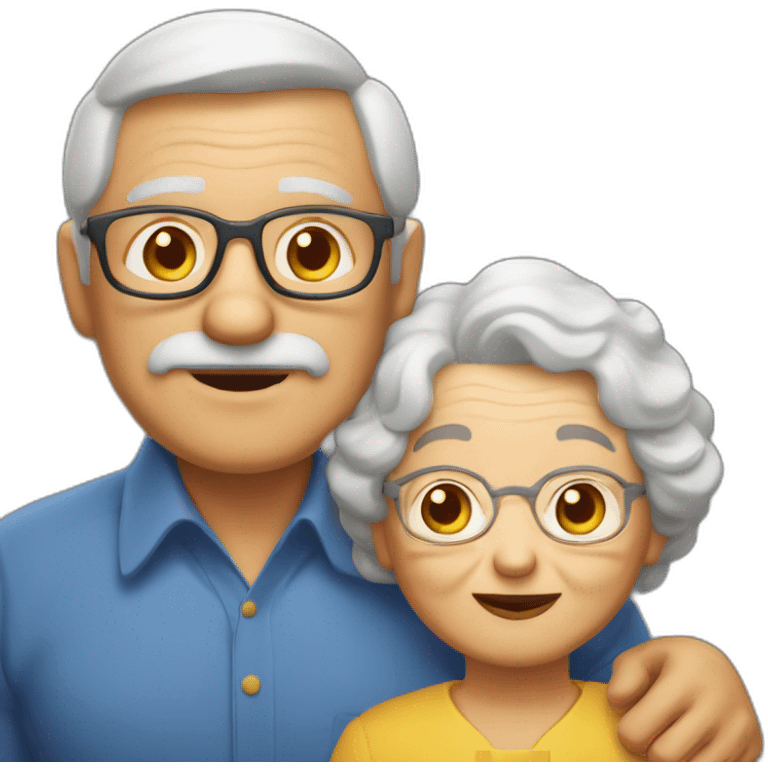 abuelo pelo canoso y abuela pelo rubio emoji