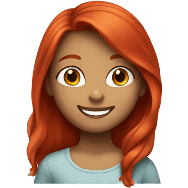 girl with red hair and smile emoji