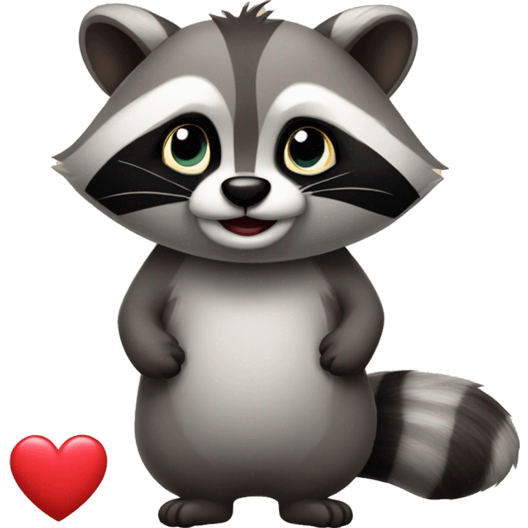 racoon wirh heart emoji