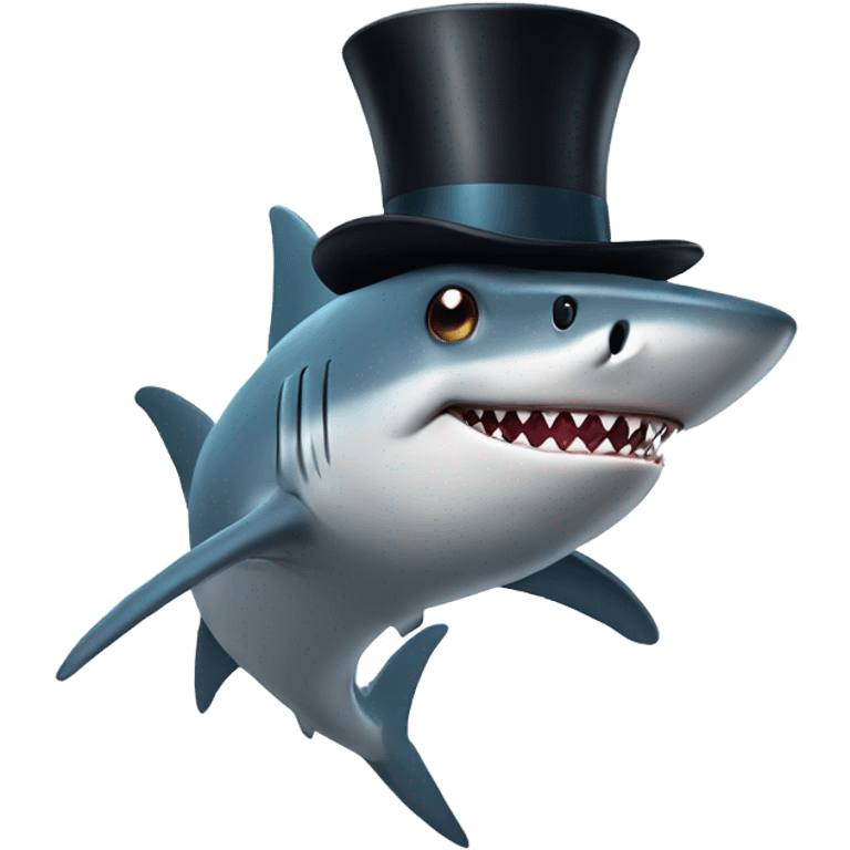 Shark with a top hat emoji