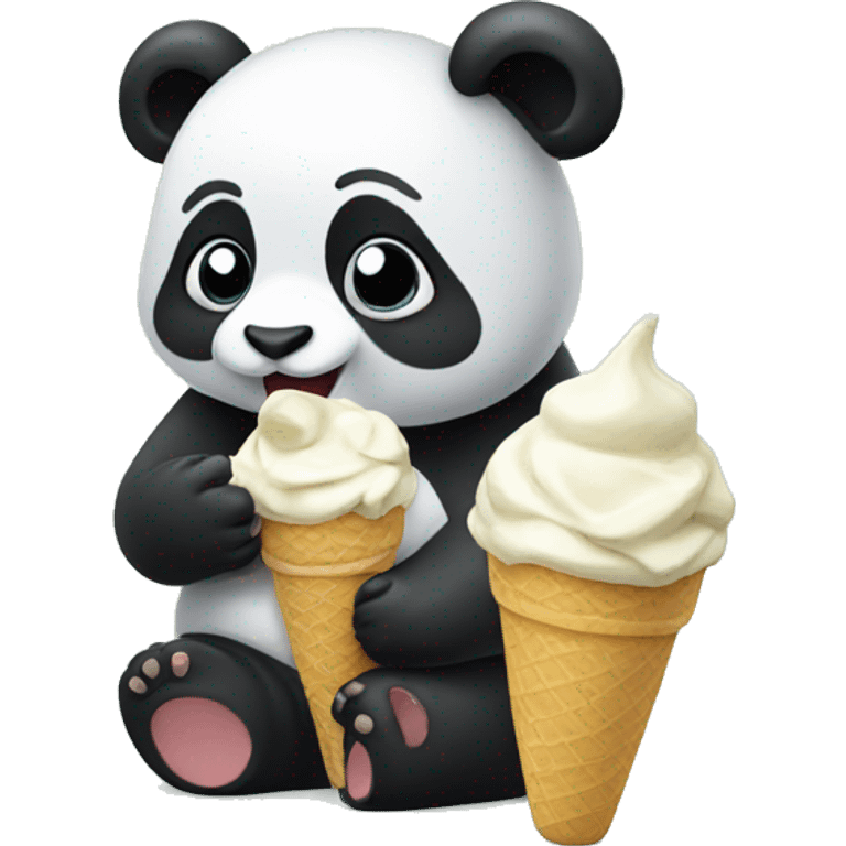 Panda eating ice cream emoji