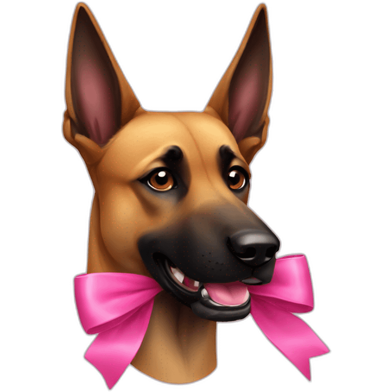 belgian malinois head with pink bow emoji