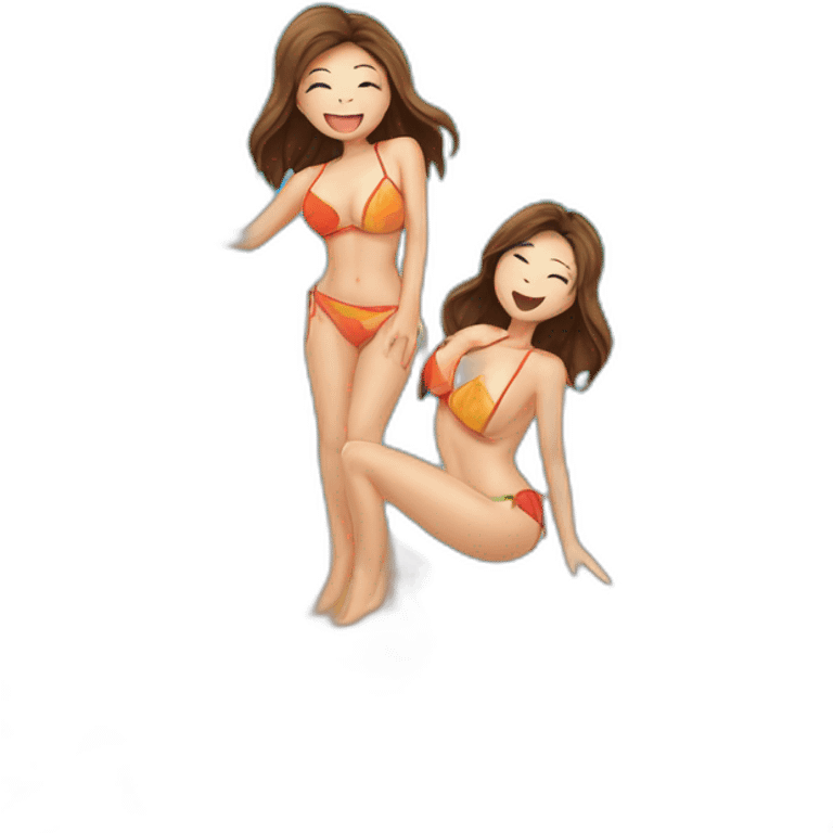 Sexy pose soft-fit wasian woman bikini (beach body)bed emoji