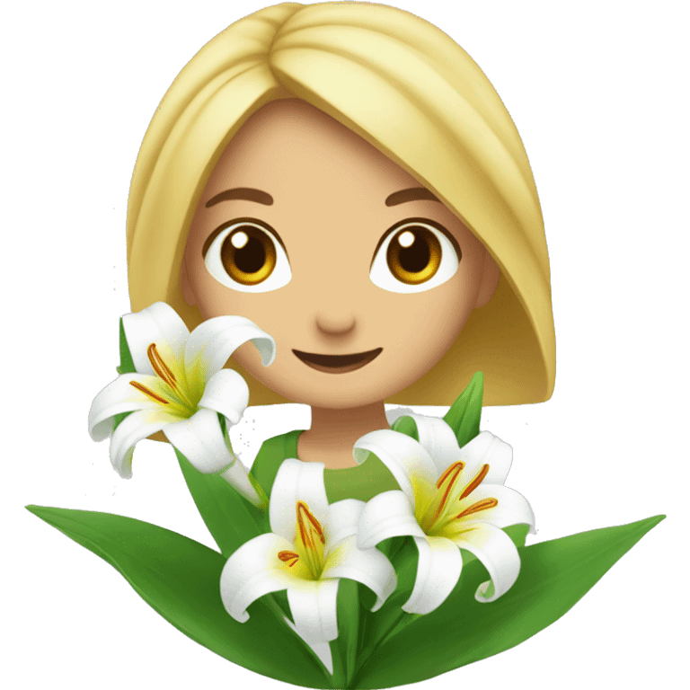 Lilly with a flower in Italië emoji