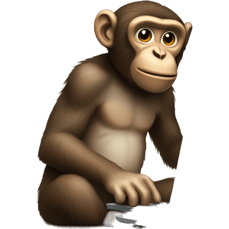 A monkey sitting at his computer emoji