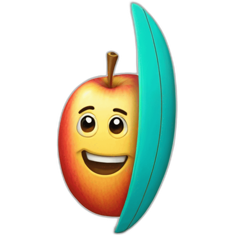 Une pomme qui fait du surf emoji