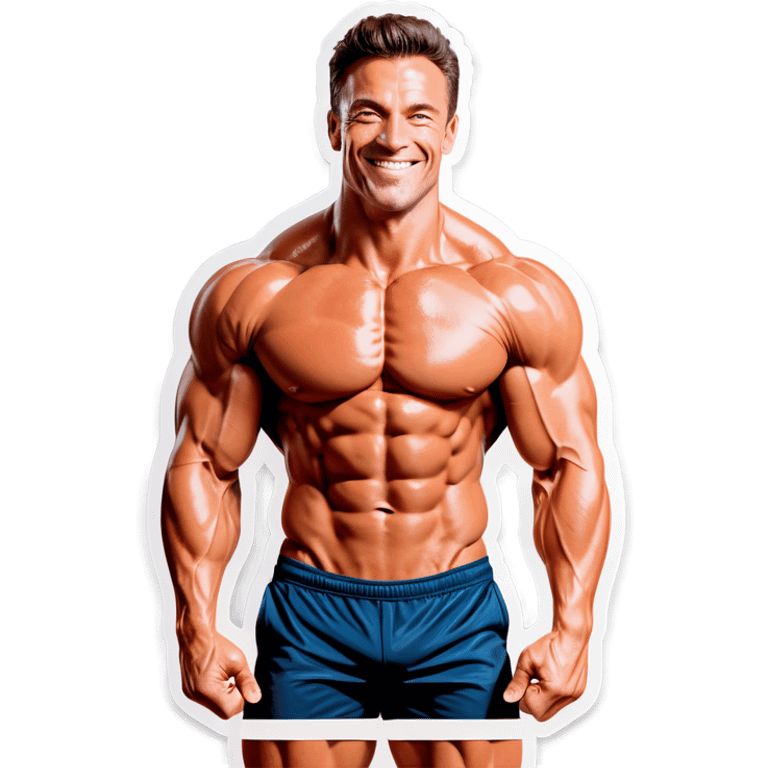 muscular man smiling at viewer emoji